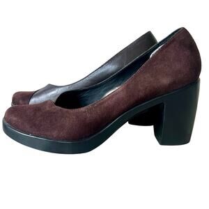 Dansko Tuttie suede leather block heels pumps minimalist office siren 7 / 37.5